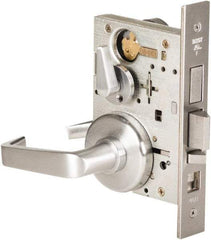 Stanley - Grade 1 Dormitory Lever Lockset - 2-3/4" Back Set, Best SFIC Cylinder, Brass Alloy, Satin Chrome Finish - Apex Tool & Supply