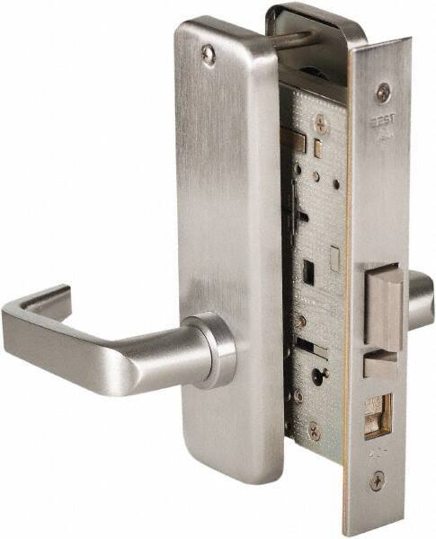 Stanley - Grade 1 Classroom Lever Lockset - 2-3/4" Back Set, Best SFIC Cylinder, Brass Alloy, Satin Chrome Finish - Apex Tool & Supply