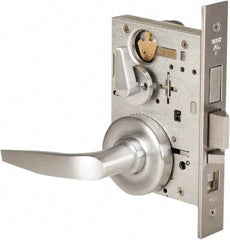 Stanley - Grade 1 Office Lever Lockset - 2-3/4" Back Set, Best SFIC Cylinder, Brass Alloy, Satin Chrome Finish - Apex Tool & Supply