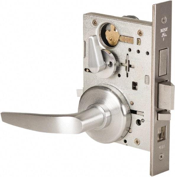 Stanley - Grade 1 Office Lever Lockset - 2-3/4" Back Set, Best SFIC Cylinder, Brass Alloy, Satin Chrome Finish - Apex Tool & Supply