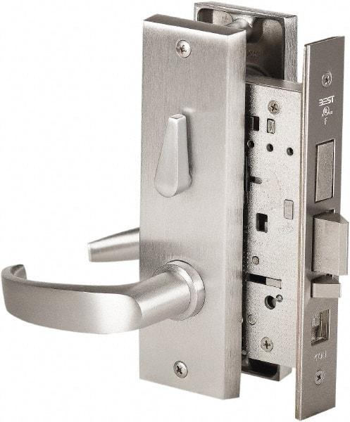 Stanley - Grade 1 Office Lever Lockset - 2-3/4" Back Set, Best SFIC Cylinder, Brass Alloy, Satin Chrome Finish - Apex Tool & Supply