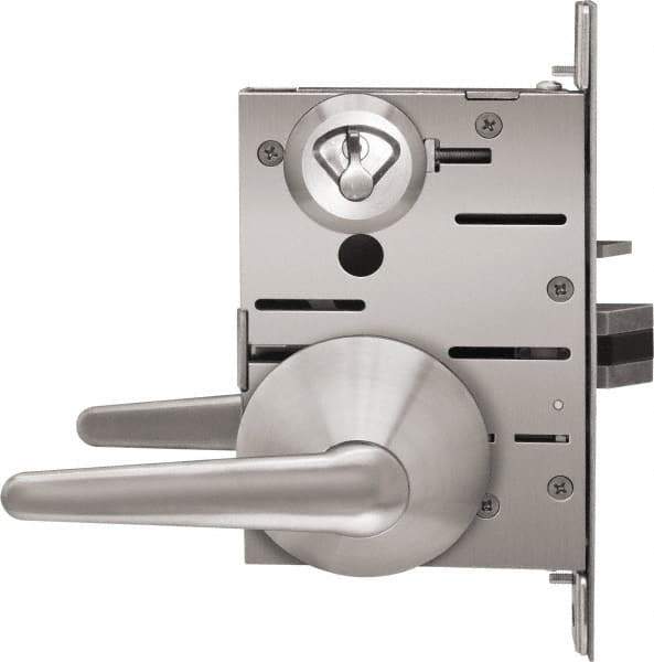 Stanley - Grade 1 Privacy Lever Lockset - 2-3/4" Back Set, Best SFIC Cylinder, Brass Alloy, Satin Stainless Steel Finish - Apex Tool & Supply