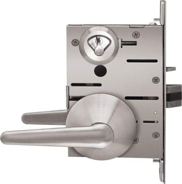 Stanley - Grade 1 Privacy Lever Lockset - 2-3/4" Back Set, Best SFIC Cylinder, Brass Alloy, Satin Stainless Steel Finish - Apex Tool & Supply