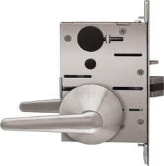 Stanley - Grade 1 Storeroom Lever Lockset - 2-3/4" Back Set, Best SFIC Cylinder, Brass Alloy, Satin Stainless Steel Finish - Apex Tool & Supply