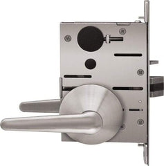 Stanley - Grade 1 Storeroom Lever Lockset - 2-3/4" Back Set, Best SFIC Cylinder, Brass Alloy, Satin Stainless Steel Finish - Apex Tool & Supply