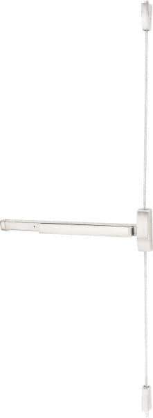 Precision - 48" OAL Right Hand Reverse Unrated Flatbar - 32 to 48" Door Width, Satin Stainless Steel Finish, Grade 1, 2100 Series - Apex Tool & Supply
