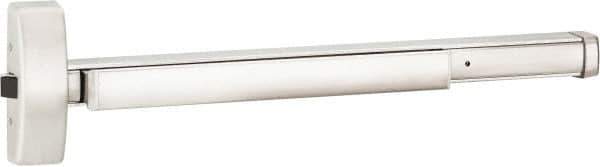 Precision - 36" OAL Reversible Unrated Flatbar - 32 to 36" Door Width, Satin Stainless Steel Finish, Grade 1, 2100 Series - Apex Tool & Supply