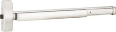 Precision - 48" OAL Right Hand Reverse Unrated Flatbar - 32 to 48" Door Width, Satin Stainless Steel Finish, Grade 1, 2100 Series - Apex Tool & Supply