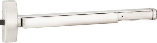 Precision - 48" OAL Right Hand Reverse Unrated Flatbar - 32 to 48" Door Width, Satin Stainless Steel Finish, Grade 1, 2100 Series - Apex Tool & Supply