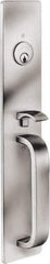 Precision - 15" OAL Reversible Unrated Flatbar - 32 to 36" Door Width, Satin Stainless Steel Finish, Grade 1, 2100 Series - Apex Tool & Supply