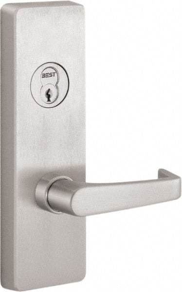 Precision - 10" OAL Reversible Unrated Flatbar - 32 to 36" Door Width, Satin Stainless Steel Finish, Grade 1, 2100 Series - Apex Tool & Supply