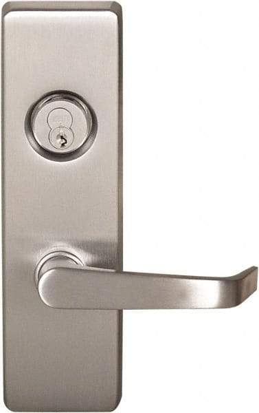 Precision - 10" OAL Reversible Unrated Flatbar - 32 to 36" Door Width, Satin Stainless Steel Finish, Grade 1, 2100 Series - Apex Tool & Supply