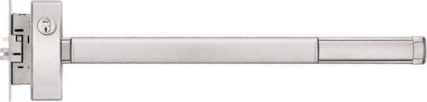 Precision - 36" OAL Reversible Unrated Flatbar - 32 to 36" Door Width, Satin Stainless Steel Finish, Grade 1, 2100 Series - Apex Tool & Supply