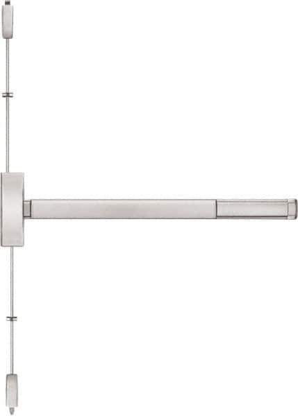 Precision - 48" OAL Right Hand Reverse Fire Rated Flatbar - 32 to 48" Door Width, Satin Stainless Steel Finish, Grade 1, Apex Series - Apex Tool & Supply