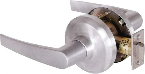 Stanley - Grade 1 Passage Lever Lockset - 2-3/4" Back Set, Keyless Cylinder, Brass Alloy, Satin Chrome Finish - Apex Tool & Supply