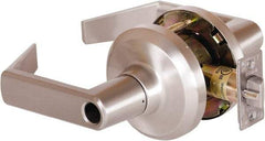 Stanley - Grade 1 Entrance Lever Lockset - 2-3/4" Back Set, Key In Lever Cylinder, Brass Alloy, Satin Nickel Finish - Apex Tool & Supply