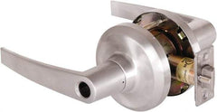 Stanley - Grade 1 Entrance Lever Lockset - 2-3/4" Back Set, Key In Lever Cylinder, Brass Alloy, Satin Chrome Finish - Apex Tool & Supply