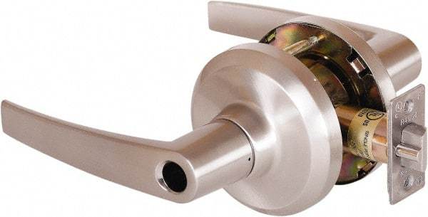 Stanley - Grade 1 Entrance Lever Lockset - 2-3/4" Back Set, Key In Lever Cylinder, Brass Alloy, Satin Nickel Finish - Apex Tool & Supply