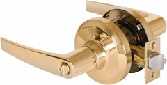 Stanley - Grade 1 Entrance Lever Lockset - 2-3/4" Back Set, Key In Lever Cylinder, Brass Alloy, Bright Brass Finish - Apex Tool & Supply