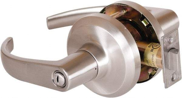 Stanley - Grade 1 Privacy Lever Lockset - 2-3/4" Back Set, Keyless Cylinder, Brass Alloy, Satin Nickel Finish - Apex Tool & Supply