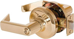 Stanley - Grade 1 Privacy Lever Lockset - 2-3/4" Back Set, Keyless Cylinder, Brass Alloy, Bright Brass Finish - Apex Tool & Supply