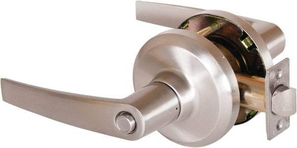 Stanley - Grade 1 Privacy Lever Lockset - 2-3/4" Back Set, Keyless Cylinder, Brass Alloy, Satin Nickel Finish - Apex Tool & Supply