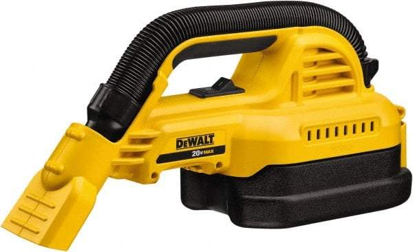 DeWALT - 0.5 Gal Plastic Tank, Battery Powered Wet/Dry Vacuum - 0.33 Peak hp, 20 Volt, 1-1/4" Hose Fitting, Cordless, HEPA Filter - Apex Tool & Supply