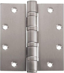 Stanley - 5" Long x 4-1/2" Wide Carbon Alloy Steel Full Mortise Hinge - Bright Brass Plated Finish, 5 Knuckles, 8 Holes - Apex Tool & Supply