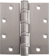 Stanley - 4-1/2" Long x 4-1/2" Wide Carbon Alloy Steel Full Mortise Hinge - Bright Brass Plated Finish, 5 Knuckles, 8 Holes - Apex Tool & Supply