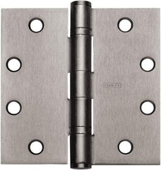 Stanley - 4" Long x 4" Wide 304 Stainless Steel Full Mortise Hinge - Satin Stainless Steel Finish, 5 Knuckles, 8 Holes - Apex Tool & Supply