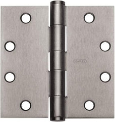 Stanley - 4" Long x 4" Wide 304 Stainless Steel Full Mortise Hinge - Satin Stainless Steel Finish, 5 Knuckles, 8 Holes - Apex Tool & Supply