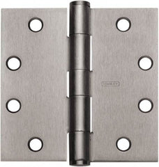 Stanley - 4-1/2" Long x 4" Wide 304 Stainless Steel Full Mortise Hinge - Satin Stainless Steel Finish, 5 Knuckles, 8 Holes - Apex Tool & Supply