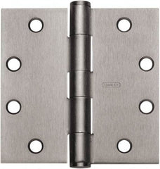 Stanley - 4" Long x 4" Wide 304 Stainless Steel Full Mortise Hinge - Satin Stainless Steel Finish, 5 Knuckles, 8 Holes - Apex Tool & Supply