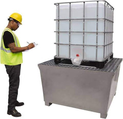 UltraTech - 370 Gal Sump Capacity, Galvanized Steel Spill Pallet - 57" Long x 57" Wide x 35" High, 5,650 Lb Capacity, 1 Totes, Includes Grate, Fork Liftable - Apex Tool & Supply