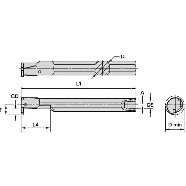 Kennametal - 20mm Min Bore Diam, 150mm OAL, 5/8" Shank Diam, A-EVE Indexable Boring Bar - 1-1/4" Max Bore Depth, EG0200M02P02 Insert - Apex Tool & Supply