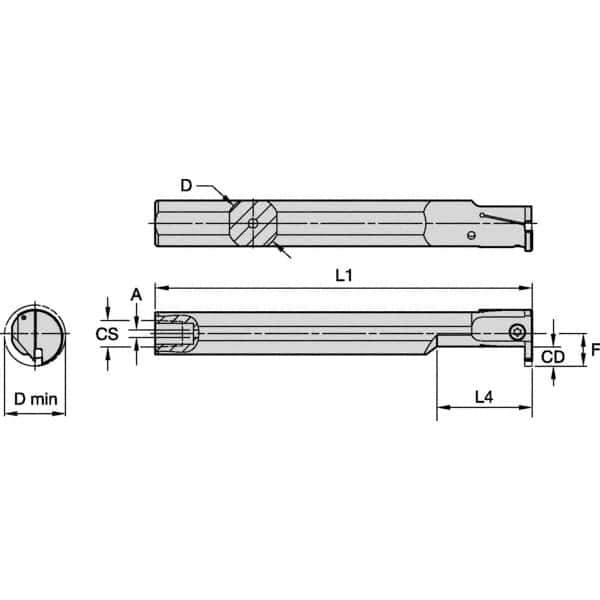Kennametal - 20mm Min Bore Diam, 150mm OAL, 5/8" Shank Diam, A-EVE Indexable Boring Bar - 1-1/4" Max Bore Depth, EG0160M1FP02 Insert - Apex Tool & Supply