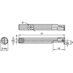 Kennametal - 1" Min Bore Diam, 180mm OAL, 3/4" Shank Diam, A-EVE Indexable Boring Bar - 1-1/2" Max Bore Depth, EG0160M1FP02 Insert - Apex Tool & Supply