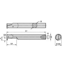 Kennametal - 16mm Min Bore Diam, 125mm OAL, 12mm Shank Diam, A-EVE Indexable Boring Bar - 24mm Max Bore Depth, EG0160M1FP02 Insert - Apex Tool & Supply
