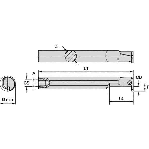 Kennametal - 16mm Min Bore Diam, 125mm OAL, 12mm Shank Diam, A-EVE Indexable Boring Bar - 24mm Max Bore Depth, EG0160M1FP02 Insert - Apex Tool & Supply