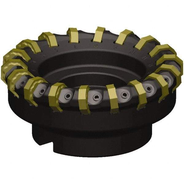 Kennametal - 8" Cut Diam, 2-1/2" Arbor Hole, 5.5mm Max Depth of Cut, 46.5° Indexable Chamfer & Angle Face Mill - 20 Inserts, ON.X080608.. Insert, Right Hand Cut, 20 Flutes, Series MILL 16 - Apex Tool & Supply