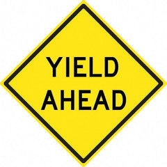 NMC - "Yield Ahead", 24" Wide x 24" High, Aluminum Stop & Yield Signs - 0.08" Thick, Black on Yellow, High Intensity Reflectivity, Diamond, Post Mount - Apex Tool & Supply