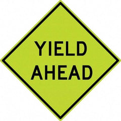 NMC - "Yield Ahead", 30" Wide x 30" High, Aluminum Stop & Yield Signs - 0.08" Thick, Black on Yellow, Diamond Grade Reflectivity, Diamond, Post Mount - Apex Tool & Supply