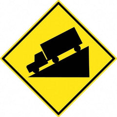 NMC - "Truck", 30" Wide x 30" High, Aluminum Traffic Control Signs - 0.08" Thick, Black on Yellow, High Intensity Reflectivity, Diamond, Post Mount - Apex Tool & Supply
