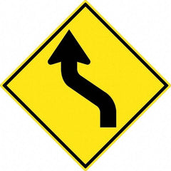 NMC - "Lane Shift Right Arrow", 30" Wide x 30" High, Aluminum Traffic Control Signs - 0.08" Thick, Black on Yellow, High Intensity Reflectivity, Diamond, Post Mount - Apex Tool & Supply