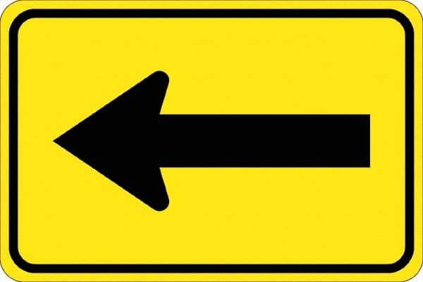 NMC - "Left Arrow", 30" Wide x 30" High, Aluminum Traffic Control Signs - 0.08" Thick, Black on Yellow, High Intensity Reflectivity, Diamond, Post Mount - Apex Tool & Supply