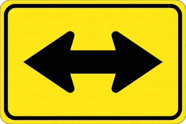 NMC - "Double Arrow", 30" Wide x 30" High, Aluminum Traffic Control Signs - 0.08" Thick, Black on Yellow, High Intensity Reflectivity, Diamond, Post Mount - Apex Tool & Supply