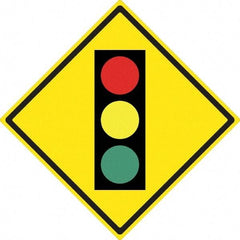 NMC - "Stop Light", 24" Wide x 24" High, Aluminum Traffic Control Signs - 0.08" Thick, Black, Red, Yellow, Green, High Intensity Reflectivity, Diamond, Post Mount - Apex Tool & Supply