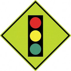 NMC - "Stop Light", 30" Wide x 30" High, Aluminum Traffic Control Signs - 0.08" Thick, Black, Red, Yellow, Green, Diamond Grade Reflectivity, Diamond, Post Mount - Apex Tool & Supply