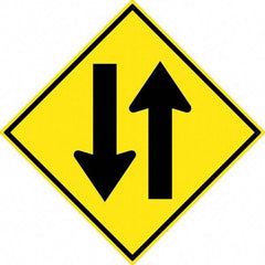 NMC - "Up and Down Arrow", 30" Wide x 30" High, Aluminum Traffic Control Signs - 0.08" Thick, Black on Yellow, High Intensity Reflectivity, Diamond, Post Mount - Apex Tool & Supply