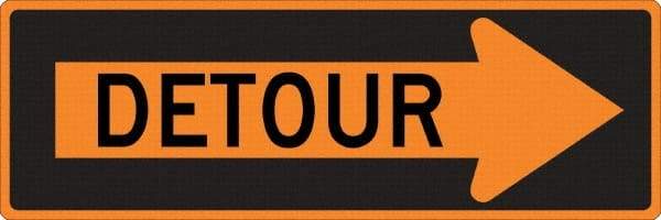 NMC - "Right Detour Inside", 30" Wide x 30" High, Aluminum Traffic Control Signs - 0.08" Thick, Black on Orange, High Intensity Reflectivity, Diamond, Post Mount - Apex Tool & Supply